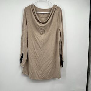 SOMA Luxury Soft Live Lounge Wear 3/4 Sleeve Fleece Applique Tunic XL Scoop Neck